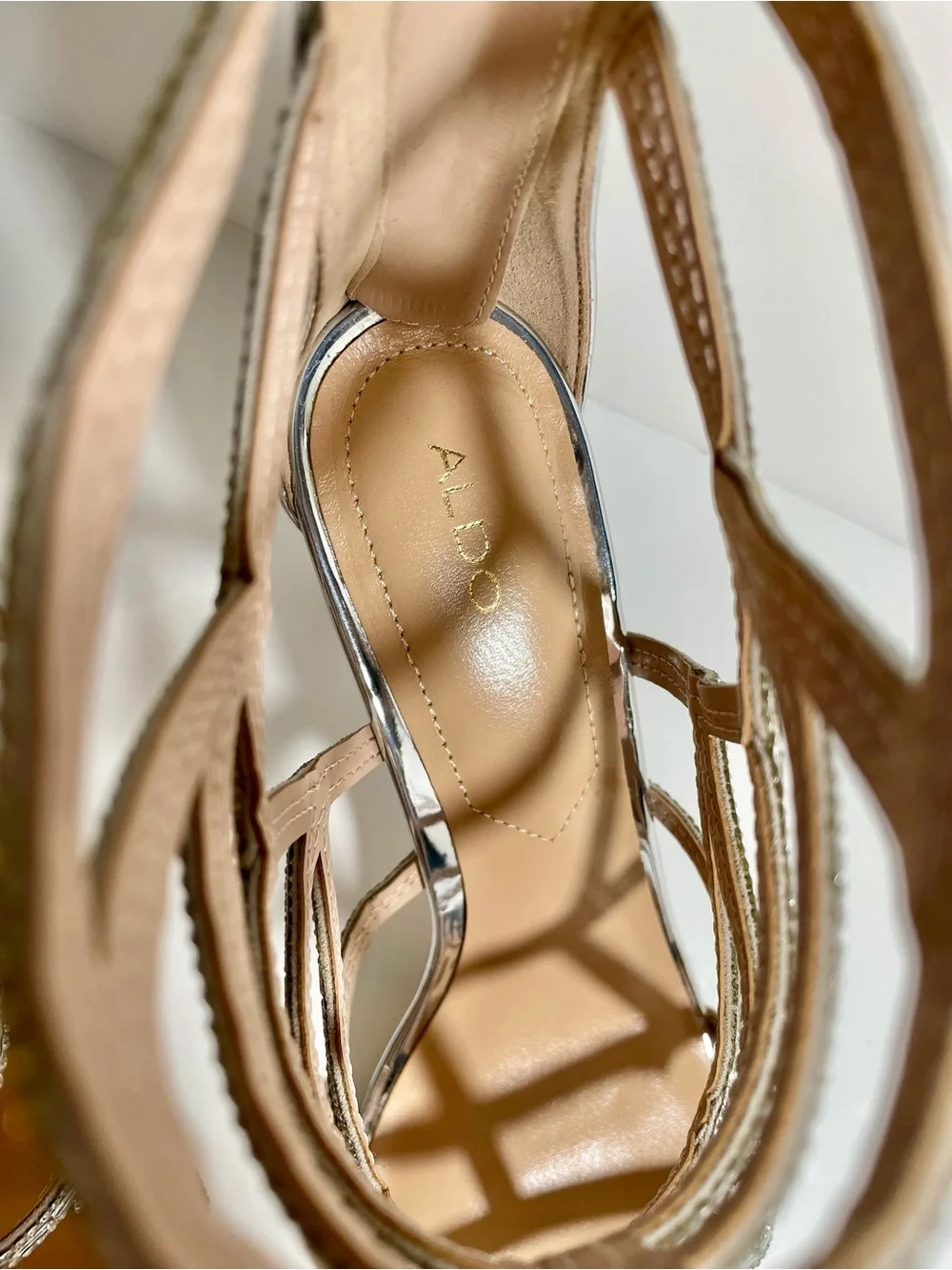 ALDO Silver Crystal Sandal Heels